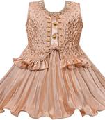 Beige satin stitched    dress