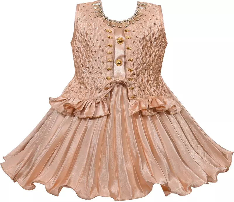 Beige satin stitched    dress