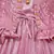 Pink satin stitched    dress