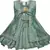 Green satin stitched    dress