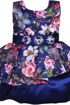 blue satin stitched    dress