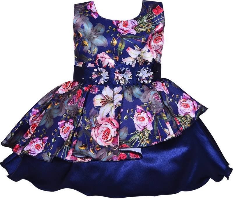 blue satin stitched    dress
