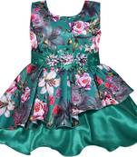 Green satin stitched    dress