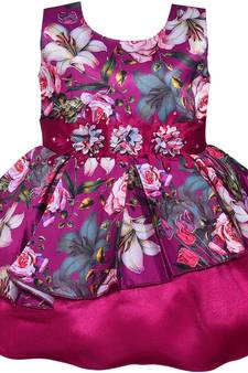 Purple satin stitched    dress