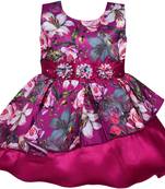 Purple satin stitched    dress