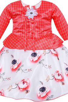 Orange Art Silk stitched    dress