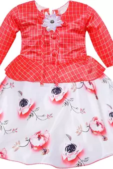 Orange Art Silk stitched    dress