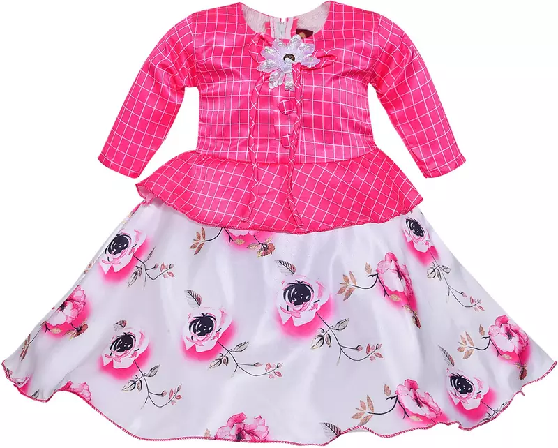 Pink Art Silk stitched    dress
