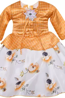 Yellow Art Silk stitched    dress