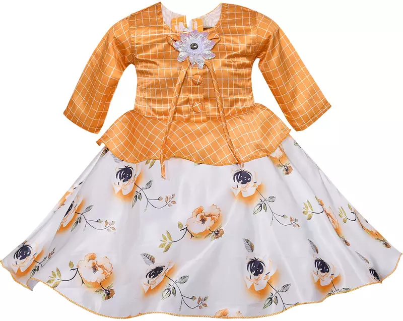 Yellow Art Silk stitched    dress