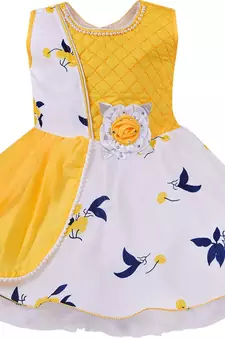 Yellow Georgette stitched    dress
