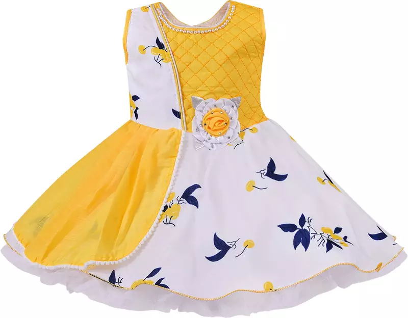Yellow Georgette stitched    dress