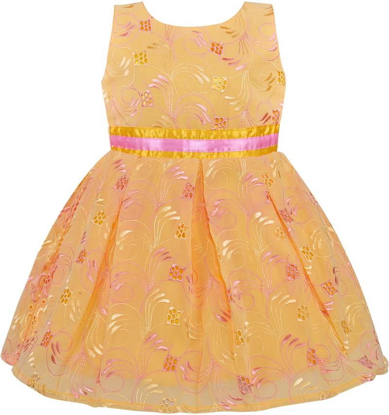 Yellow Georgette stitched    dress