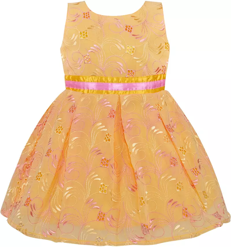 Yellow Georgette stitched    dress