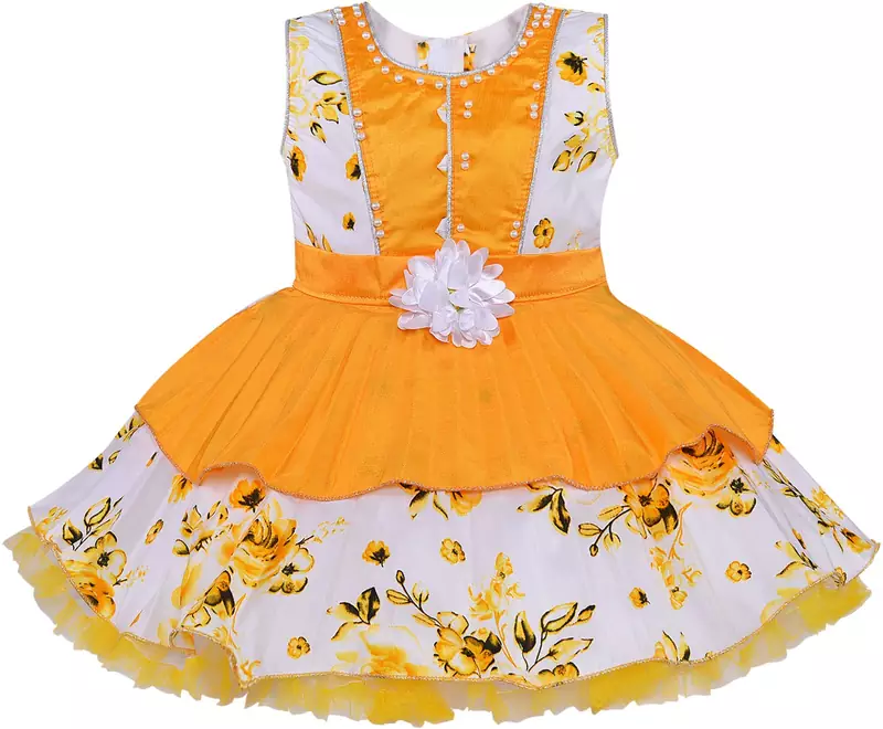 Yellow Georgette stitched    dress