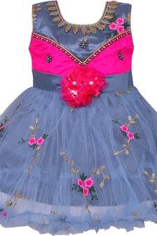 Pink Net stitched    dress