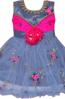 Pink Net stitched    dress