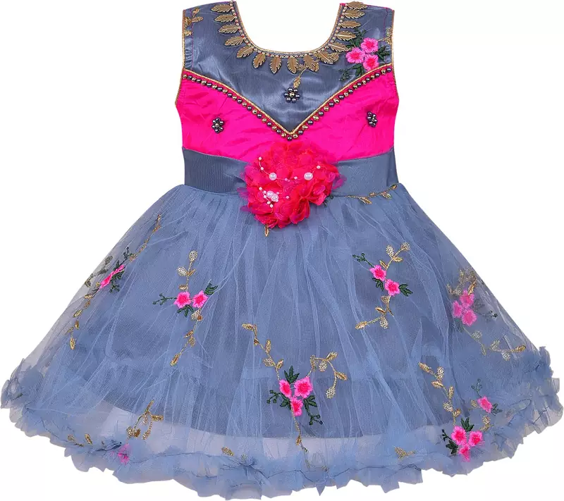 Pink Net stitched    dress