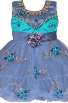 Green Net stitched    dress