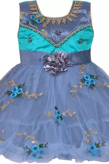Green Net stitched    dress
