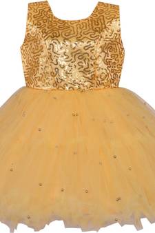 Yellow Net stitched    dress