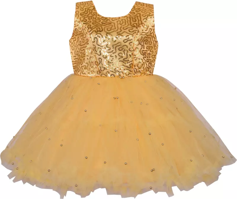 Yellow Net stitched    dress