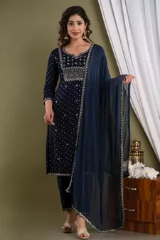 WOMEN'S HEAVY RAYON KURTI PANT WITH DUPATTA 