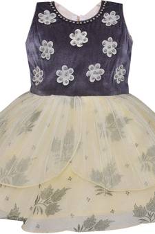 Yellow Net stitched    dress