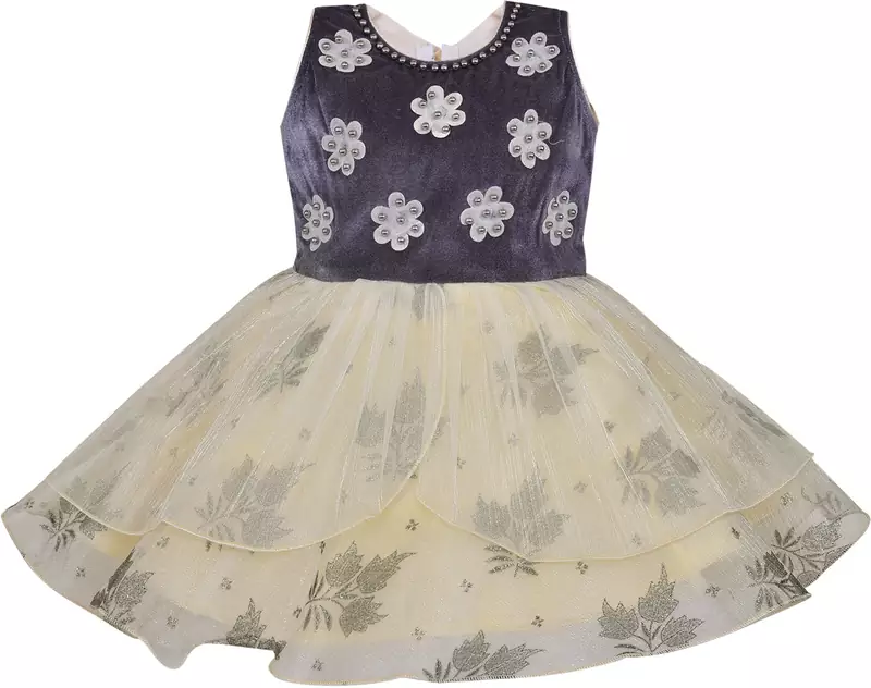 Yellow Net stitched    dress