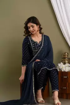 Women's Heavy Rayon Kurti Pant With Dupatta 