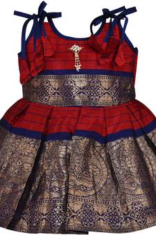 Maroon Art Silk stitched    dress