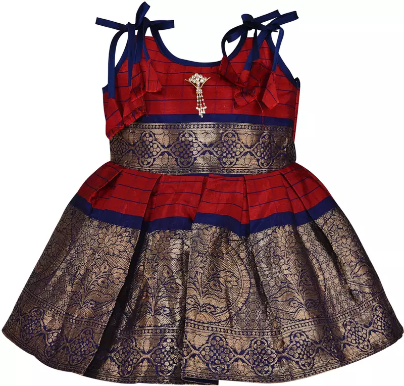 Maroon Art Silk stitched    dress
