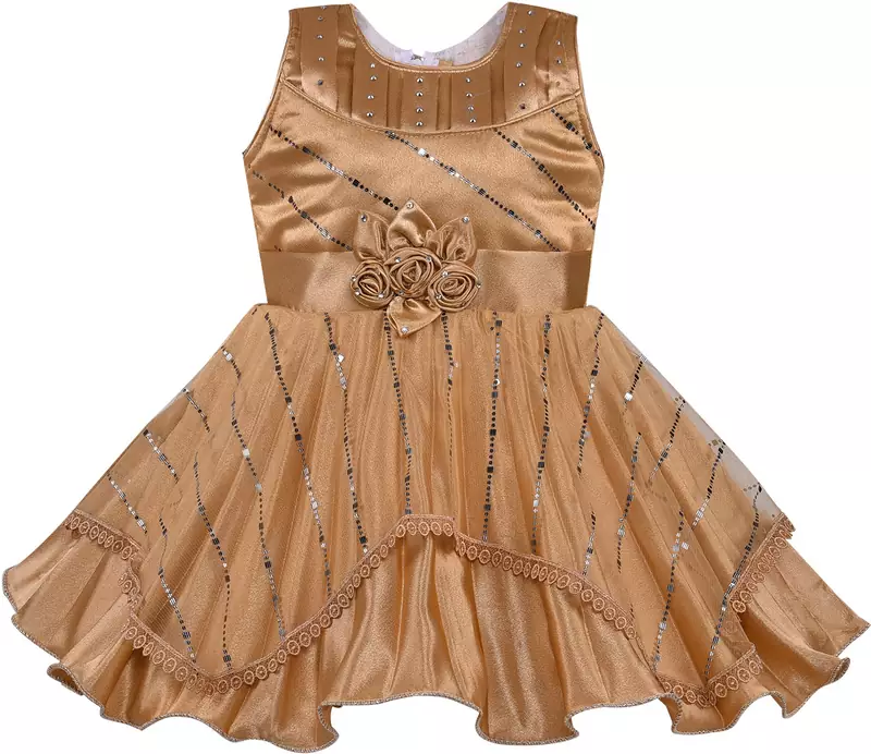 Gold Net stitched    dress