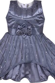 Grey Net stitched    dress