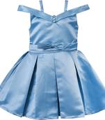 blue satin stitched    dress