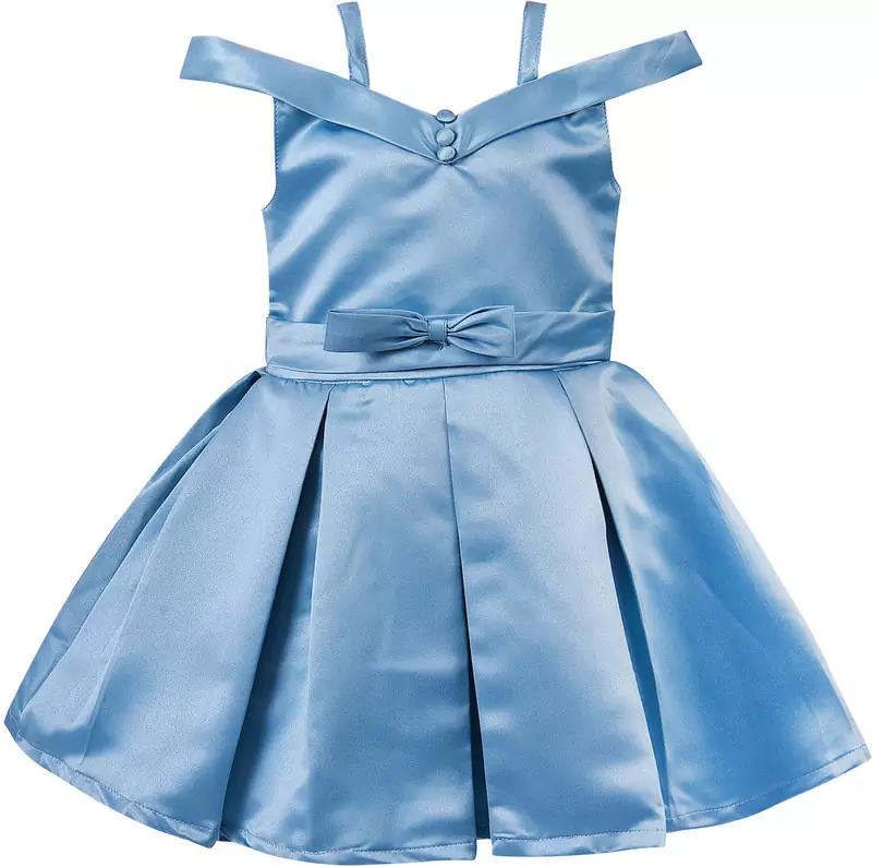 blue satin stitched    dress