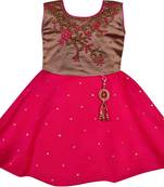 Pink satin stitched    dress