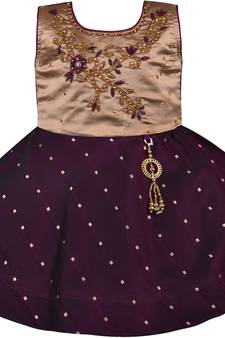 Purple satin stitched    dress
