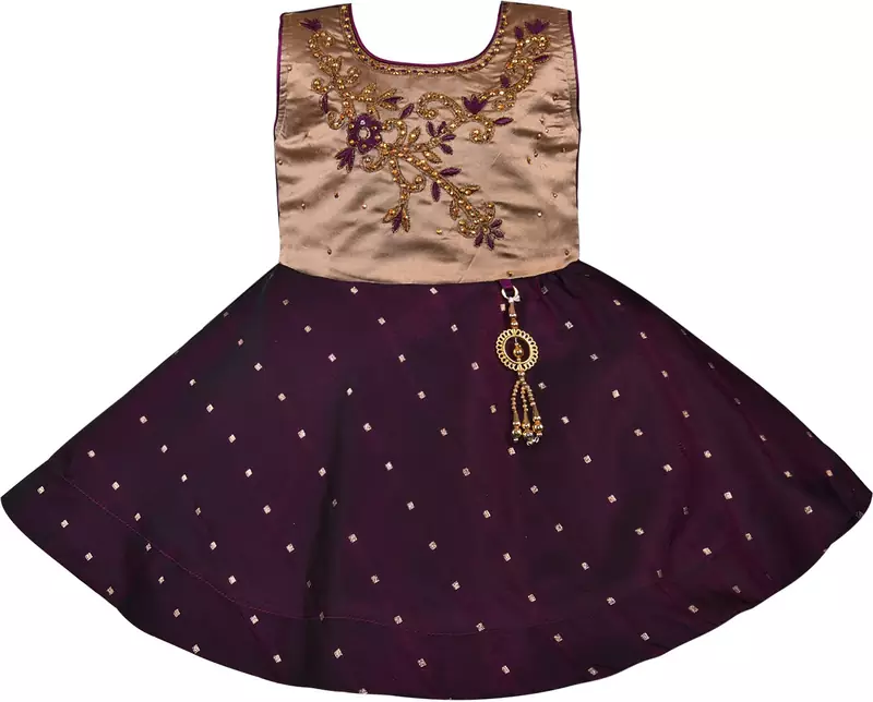 Purple satin stitched    dress