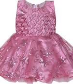 Pink Net stitched    dress