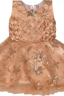 Beige Net stitched    dress