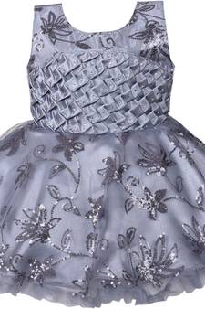 Grey Net stitched    dress