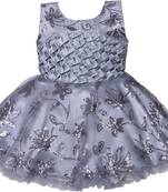 Grey Net stitched    dress