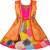 Orange satin stitched    dress