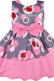 Pink satin stitched    dress