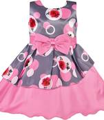 Pink satin stitched    dress