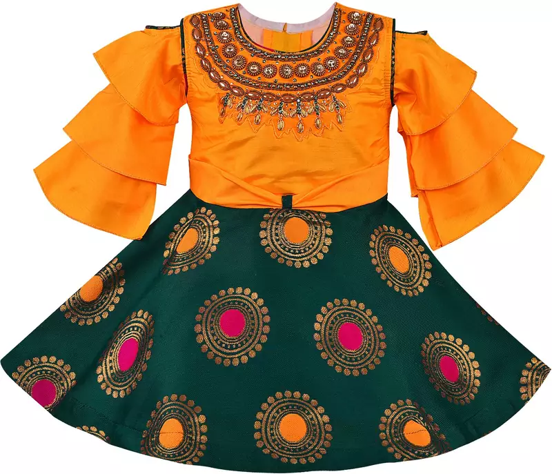 Multicolor Silk stitched    dress