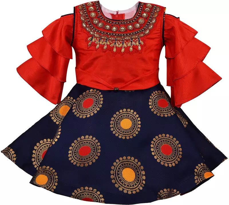 Multicolor Silk stitched    dress
