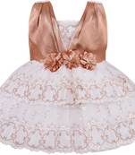 Brown Net stitched    dress