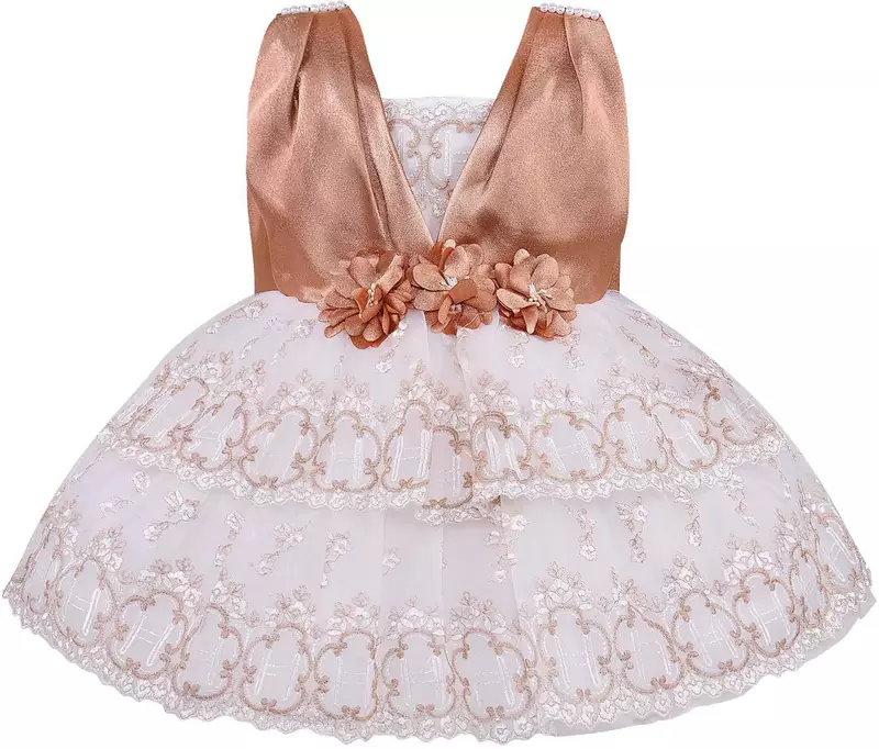 Brown Net stitched    dress